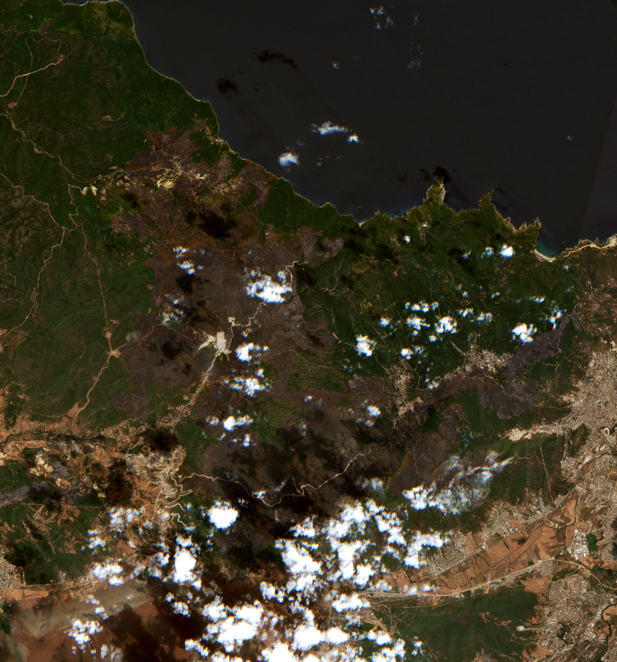 Leégett terület műholdról — Annaba