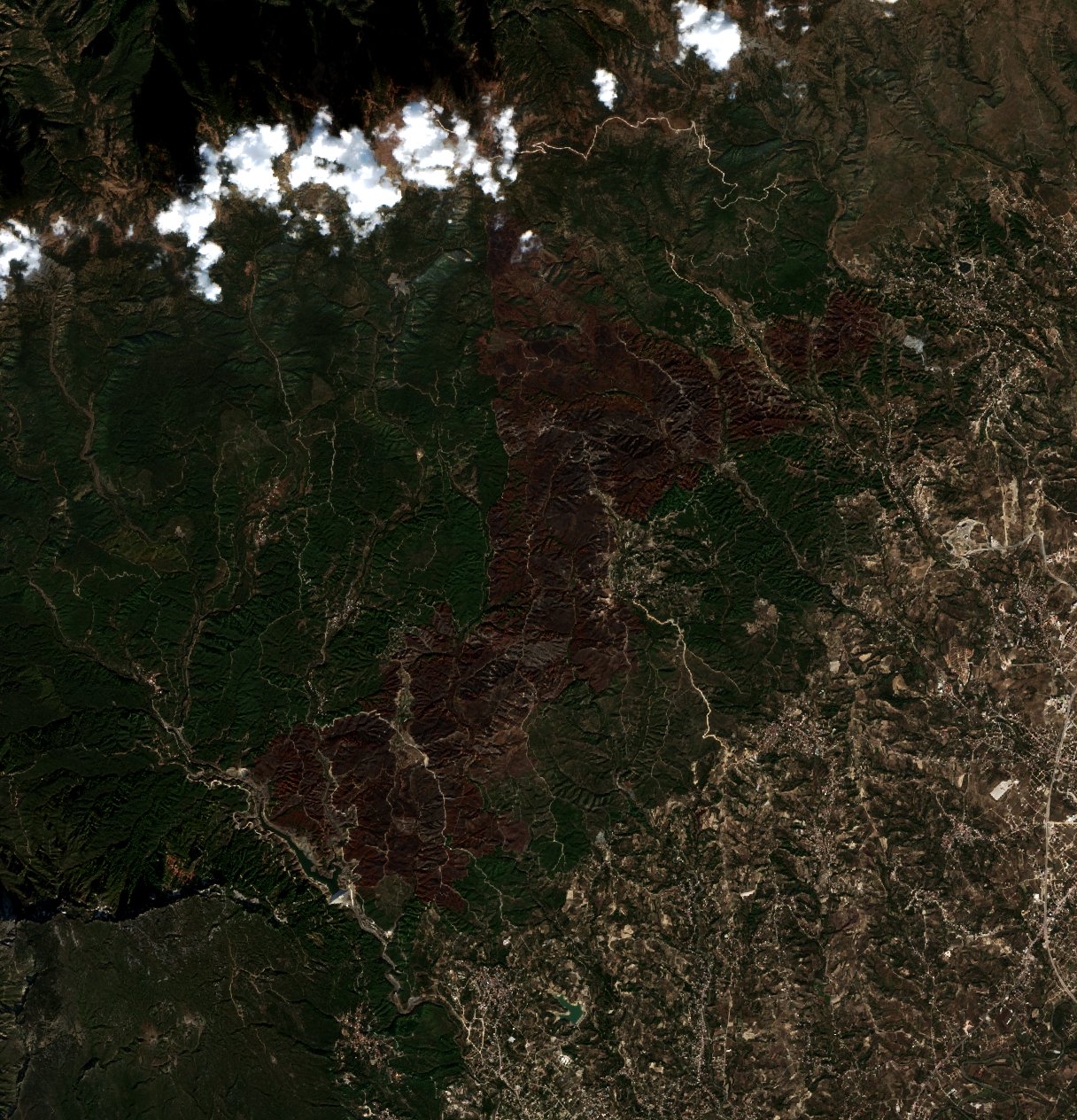 Leégett terület műholdról — Antakya