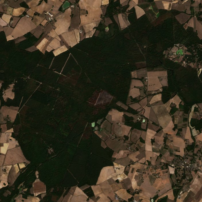 Leégett erdő Franciaország — Sentinel-2 műholdfelvétel, 2026-09-19
