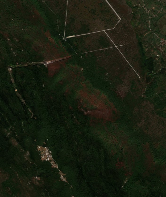 Leégett erdő Bosznia-Hercegovina — Sentinel-2 műholdfelvétel, 2026-09-28