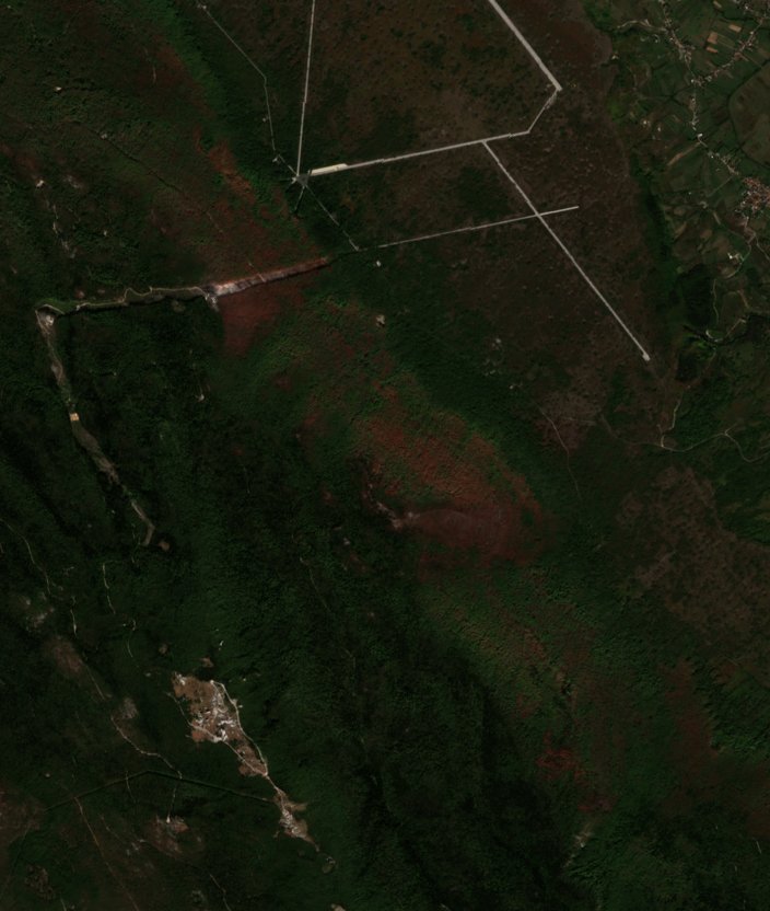 A Bihać térségében pusztító tűz leégett területe műholdról, 2026. október 1.