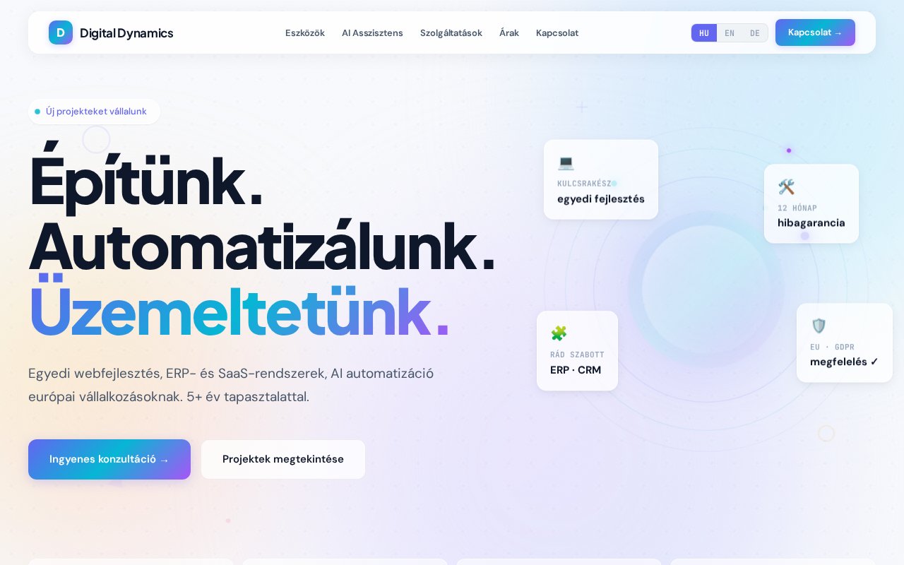 A digitaldynamics.hu weboldal előnézete