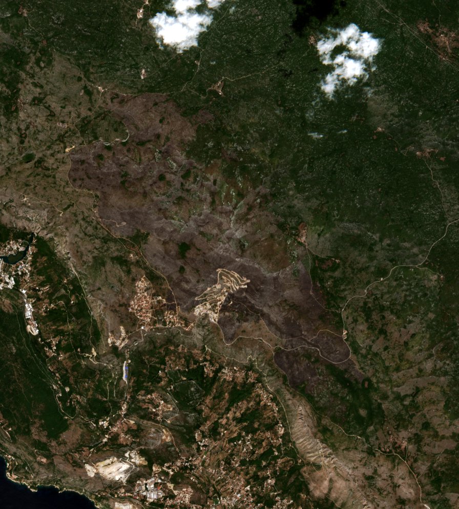 Leégett terület műholdról — Trebinje
