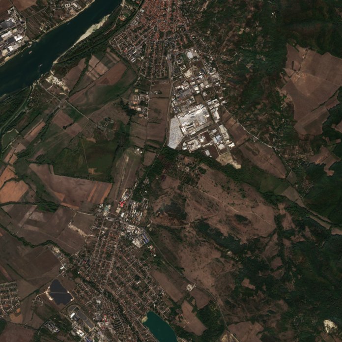 A Esztergom térségében pusztító tűz leégett területe műholdról, 2026. szeptember 30.