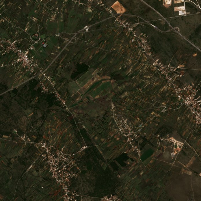 A Galovac térségében pusztító tűz leégett területe műholdról, 2026. október 3.
