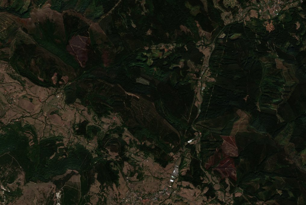 Leégett erdő Spanyolország — Sentinel-2 műholdfelvétel, 2026-09-24