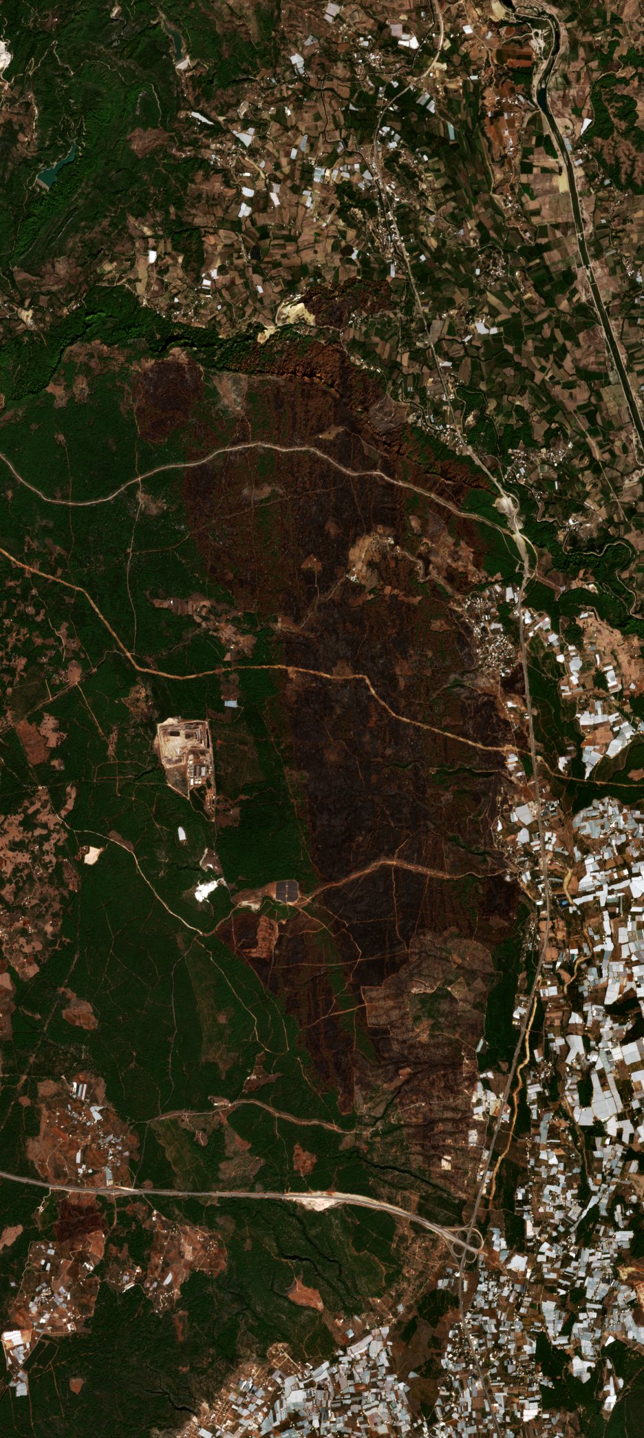 Leégett erdő Törökország — Sentinel-2 műholdfelvétel, 2026-09-29