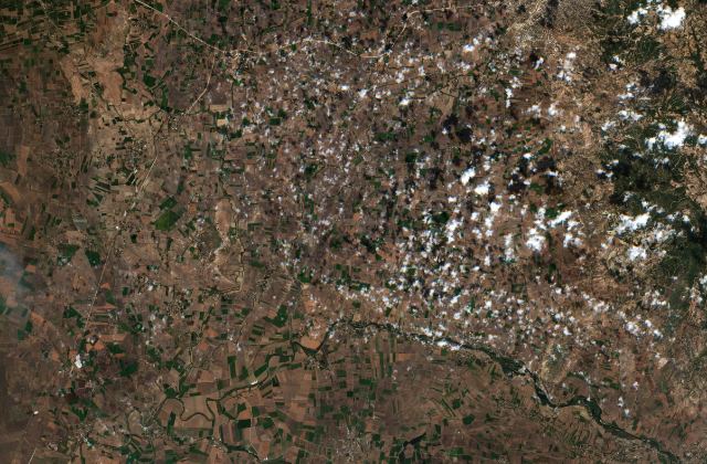 Leégett terület műholdról — Kadirli