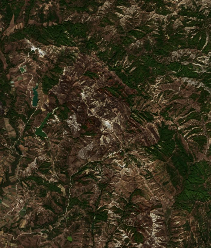 A Kavajë térségében pusztító tűz leégett területe műholdról, 2026. október 2.
