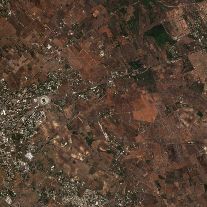 A Lecce térségében pusztító tűz leégett területe műholdról, 2026. szeptember 27.