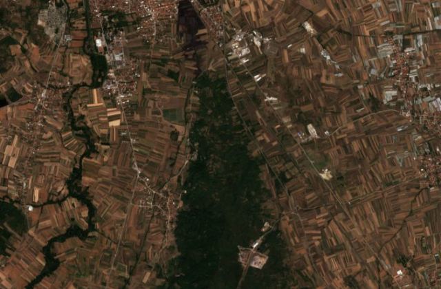 Leégett terület műholdról — Leskovac