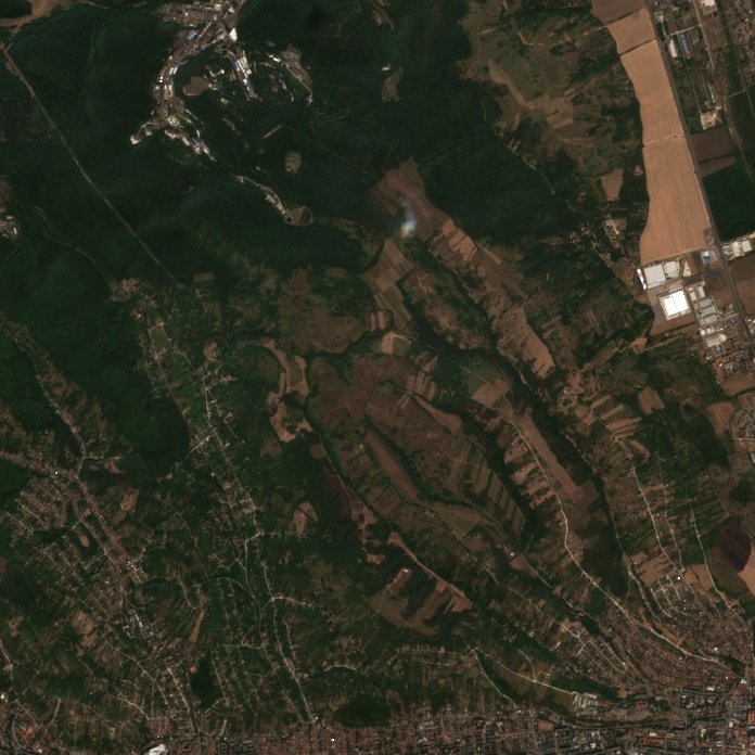 Leégett terület műholdról — Miskolc