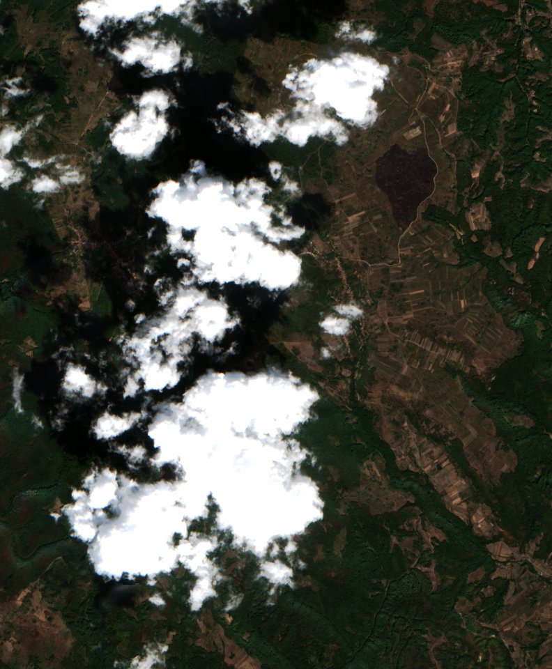 Leégett erdő Románia — Sentinel-2 műholdfelvétel, 2026-09-27