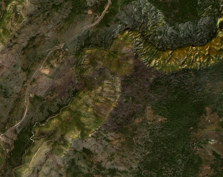 Leégett terület műholdról — Podgorica