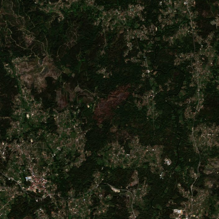 Leégett erdő Spanyolország — Sentinel-2 műholdfelvétel, 2026-09-25