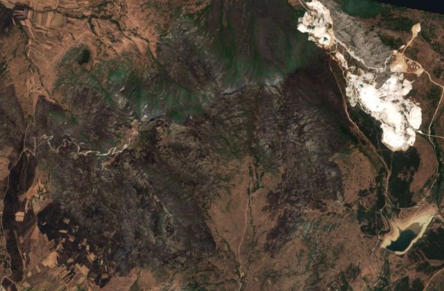 Leégett terület műholdról — Prilep