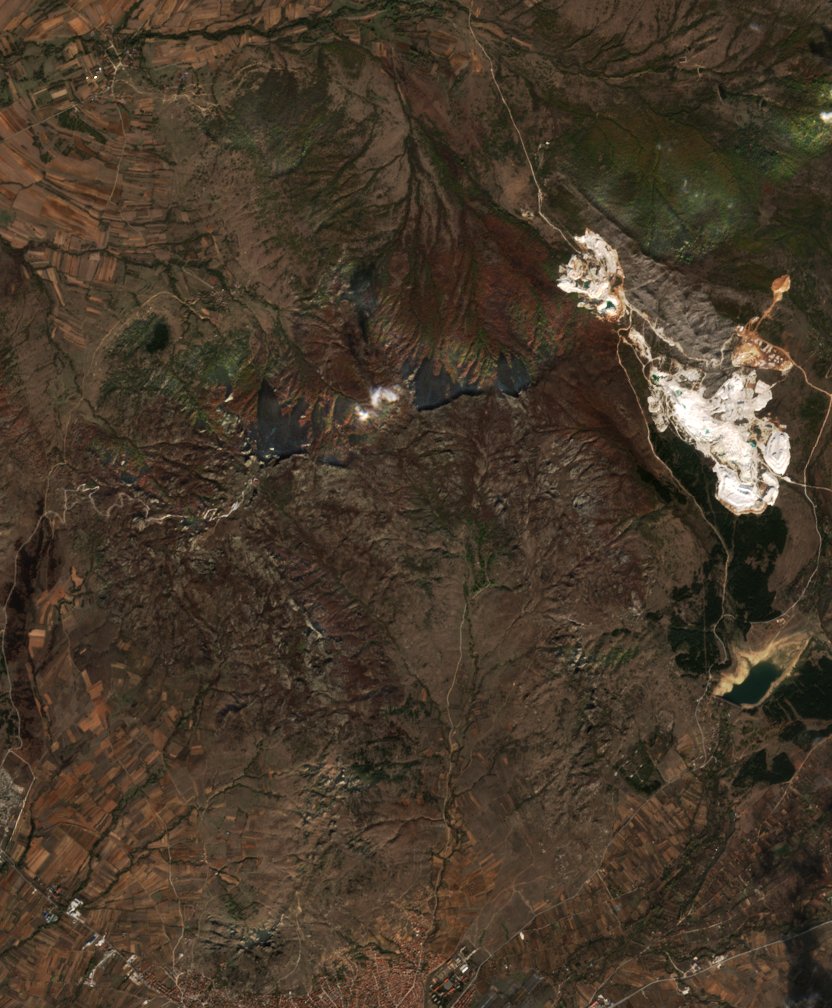Leégett terület műholdról — Prilep