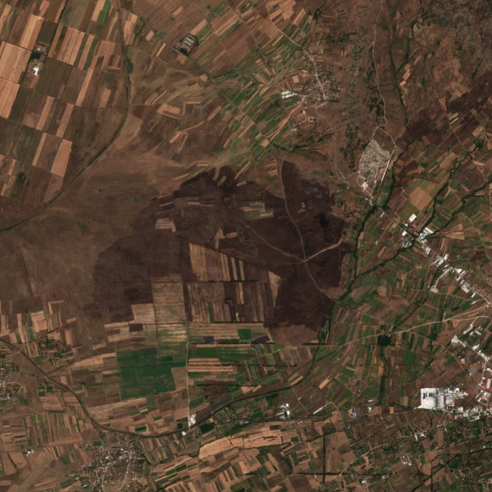 Leégett terület műholdról — Prilep