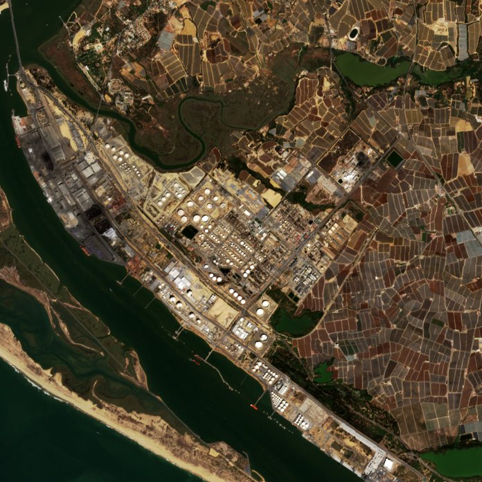 A Punta Umbría térségében pusztító tűz leégett területe műholdról, 2026. szeptember 24.