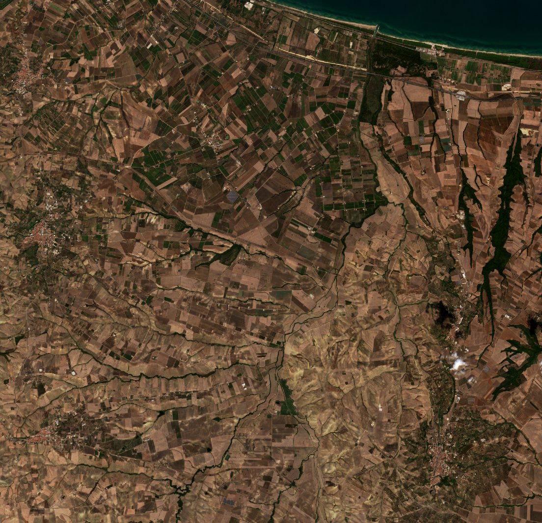 A San Martino in Pensilis térségében pusztító tűz leégett területe műholdról, 2026. szeptember 30.