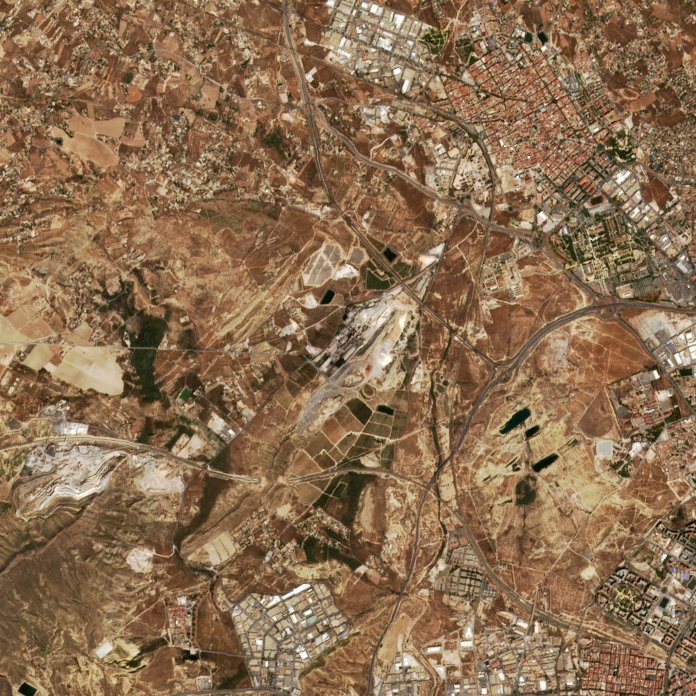 A San Vicent del Raspeig térségében pusztító tűz leégett területe műholdról, 2026. szeptember 8.