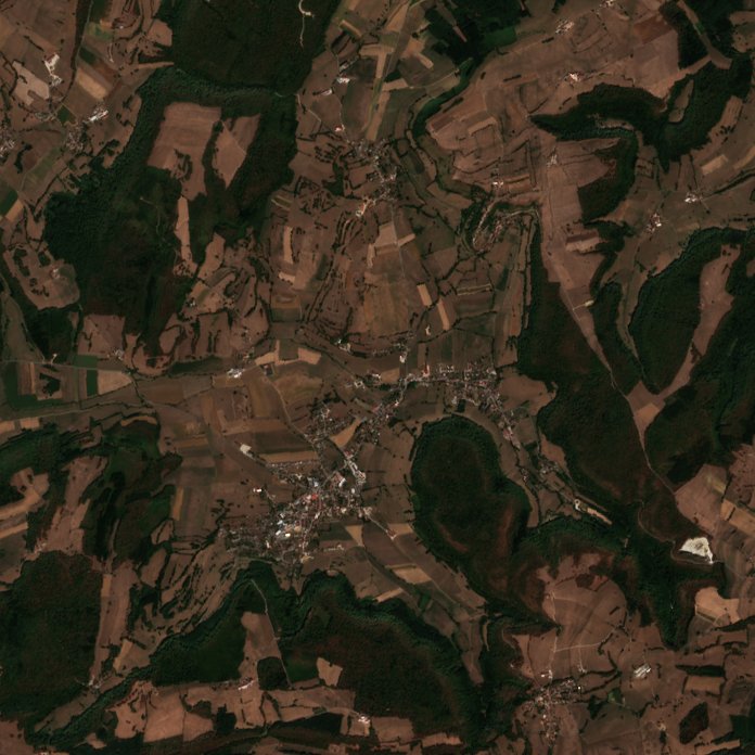 Leégett terület műholdról — Sancey-le-Grand