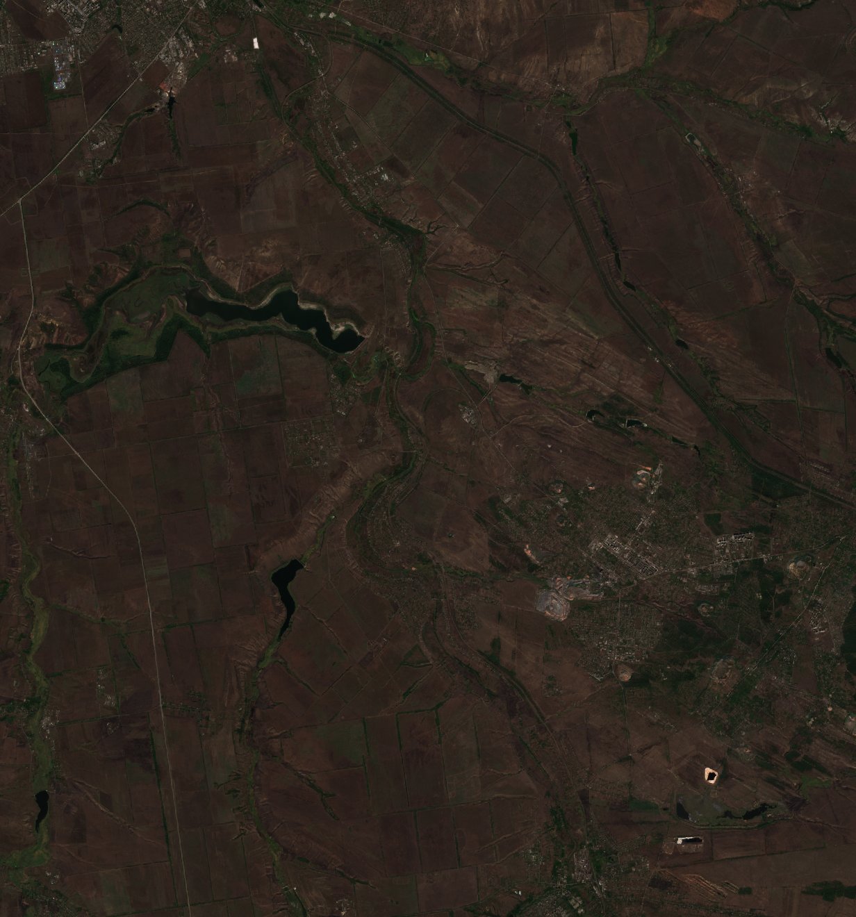 A Shcherbynivka térségében pusztító tűz leégett területe műholdról, 2026. szeptember 19.