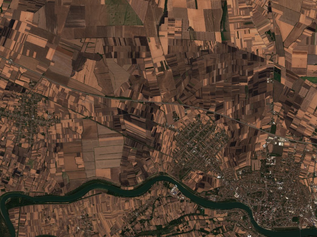A Sremska Mitrovica térségében pusztító tűz leégett területe műholdról, 2026. szeptember 30.