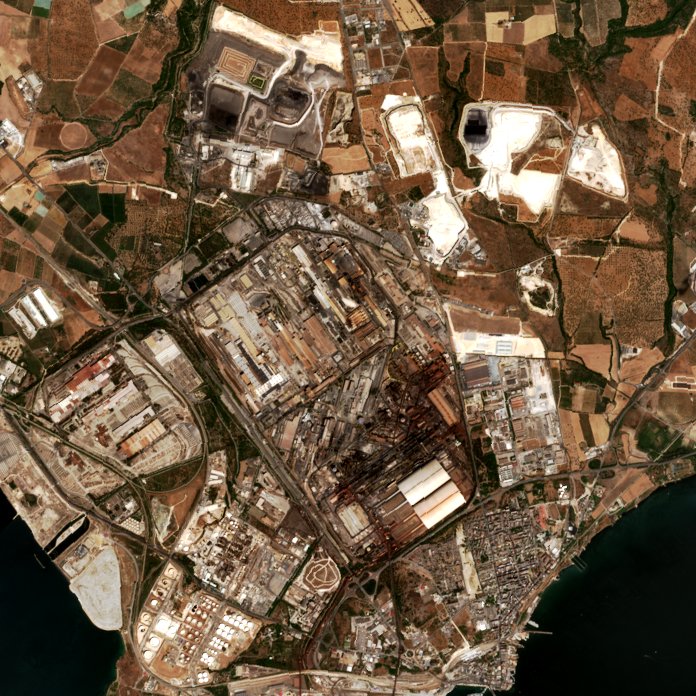 Leégett terület műholdról — Taranto