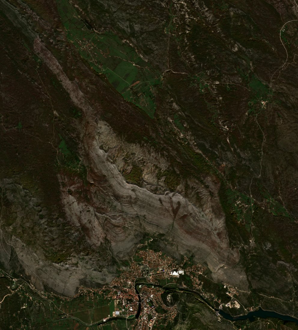 Leégett terület műholdról — Trebinje