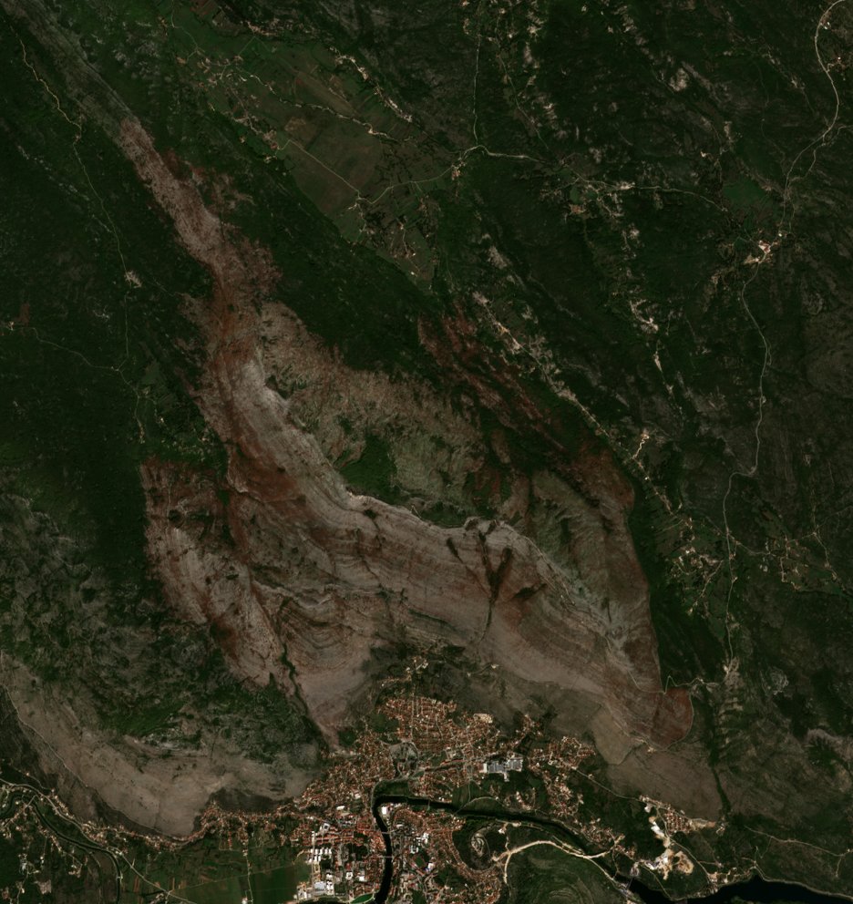 Leégett terület műholdról — Trebinje