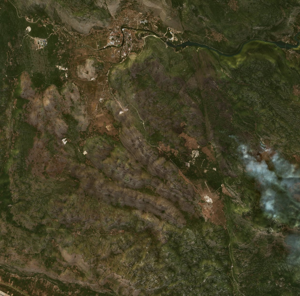 Leégett terület műholdról — Trebinje