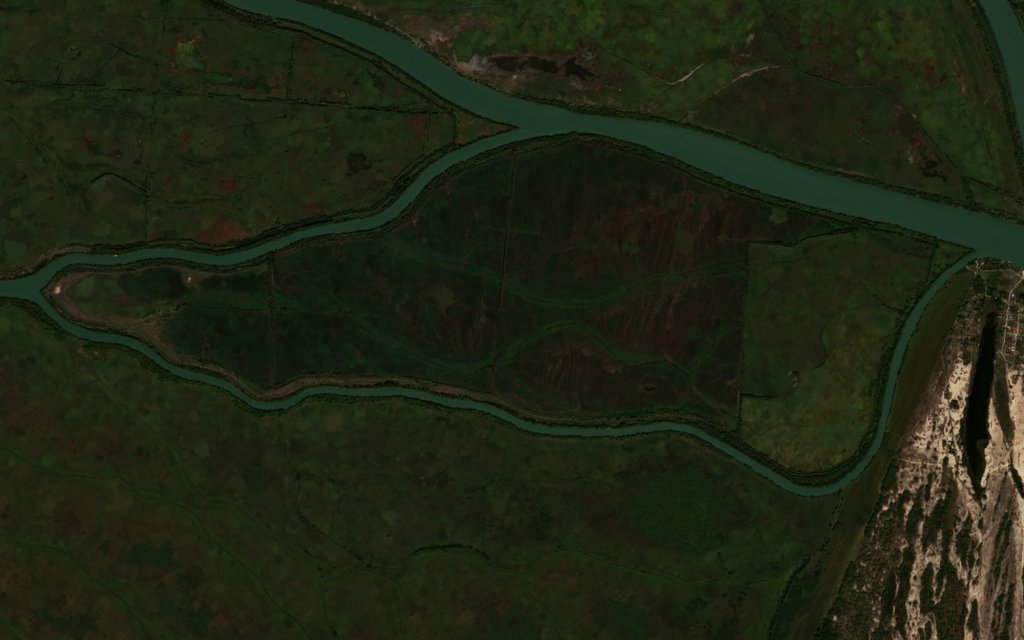 A Tulcea térségében pusztító tűz leégett területe műholdról, 2026. október 3.