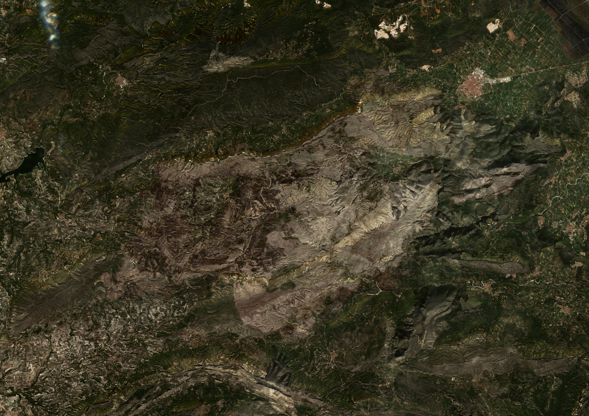 Leégett terület műholdról — Vall de Gallinera