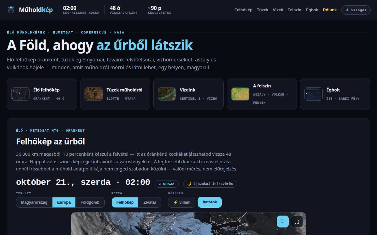 Élő műholdkép az űrből — oldal-előnézet