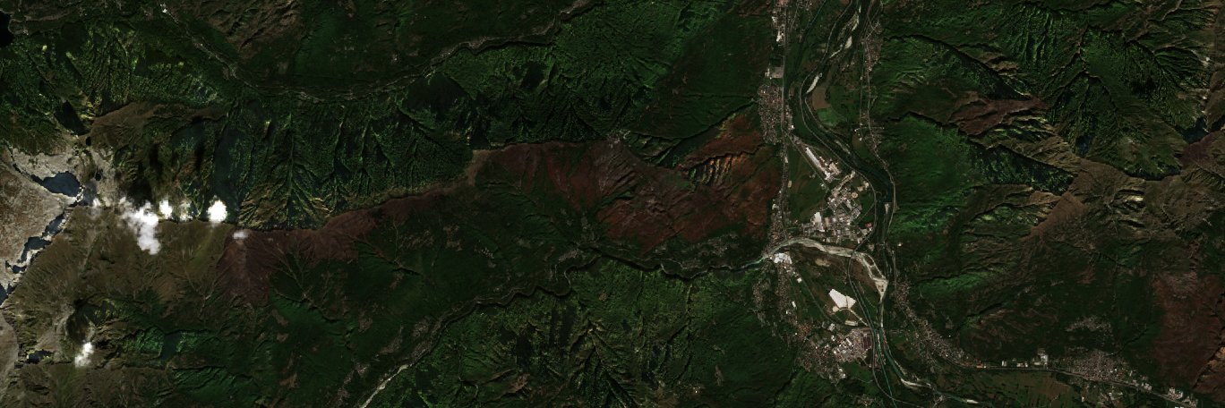 Leégett erdő Olaszország — Sentinel-2 műholdfelvétel, 2026-09-27