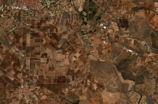 Leégett terület műholdról — Villanueva de la Serena
