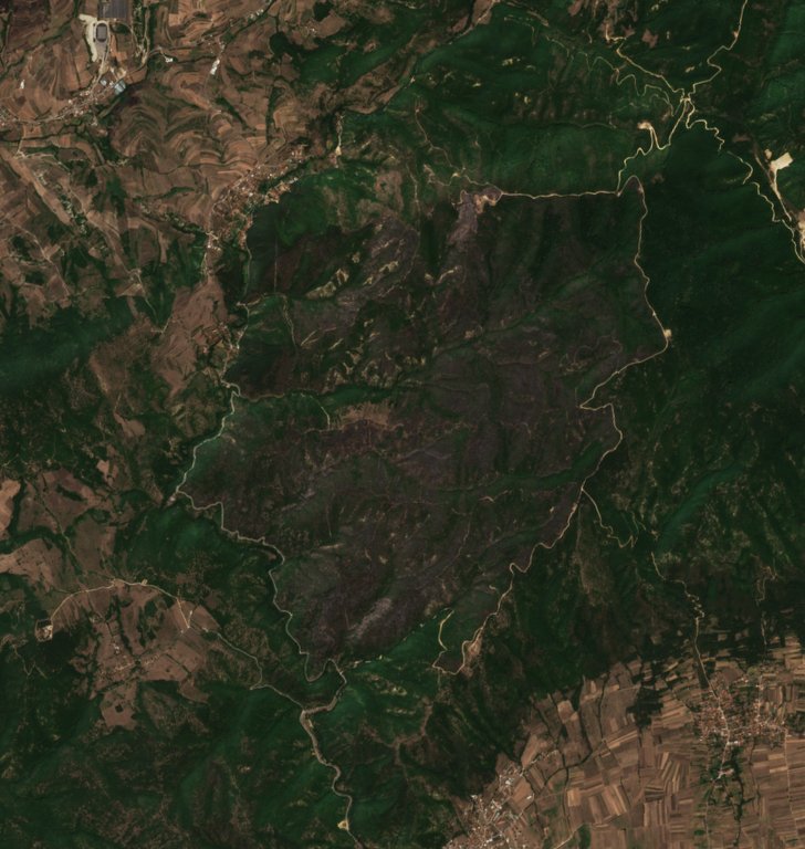 Leégett terület műholdról — Vranje