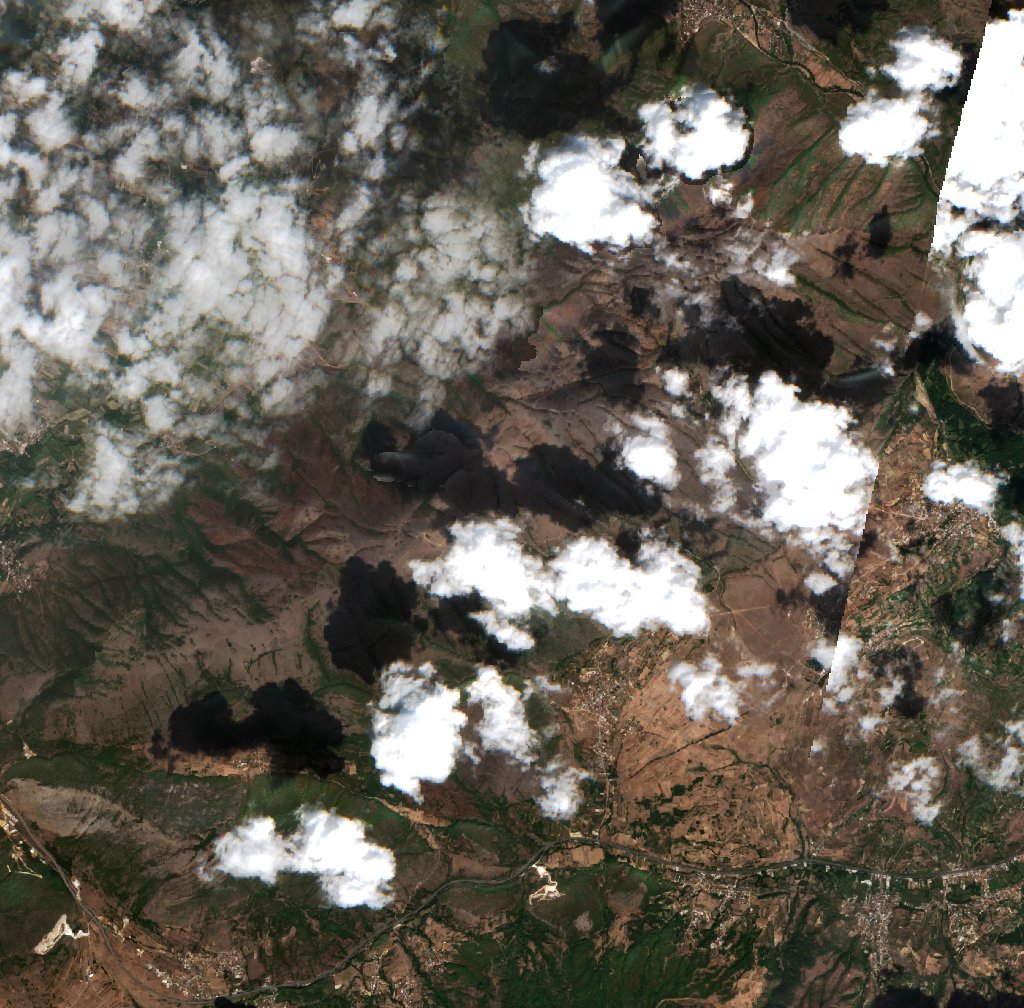 Leégett erdő Észak-Macedónia — Sentinel-2 műholdfelvétel, 2026-09-24