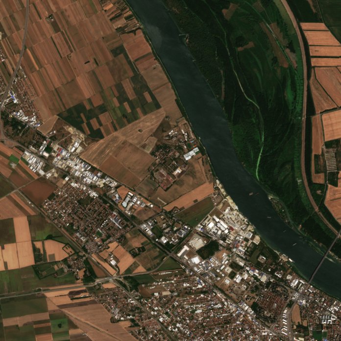 Leégett terület műholdról — Zemun