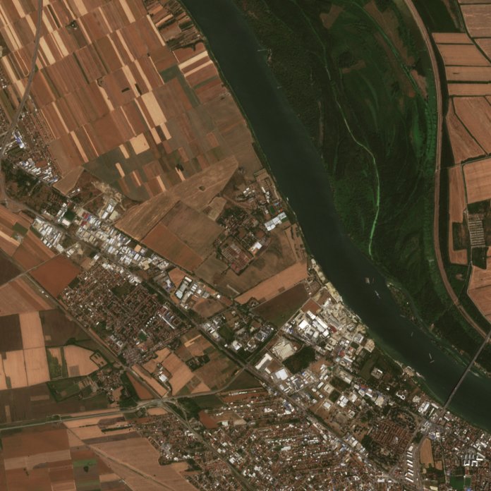 Leégett terület műholdról — Zemun